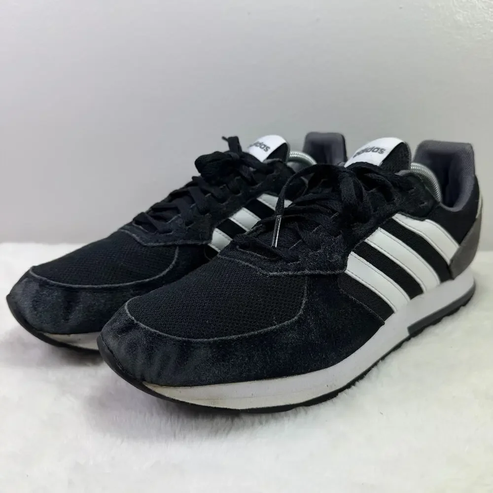 Adidas Retro Run Black/White Lifestyle Running Sneakers – Men’s US 11